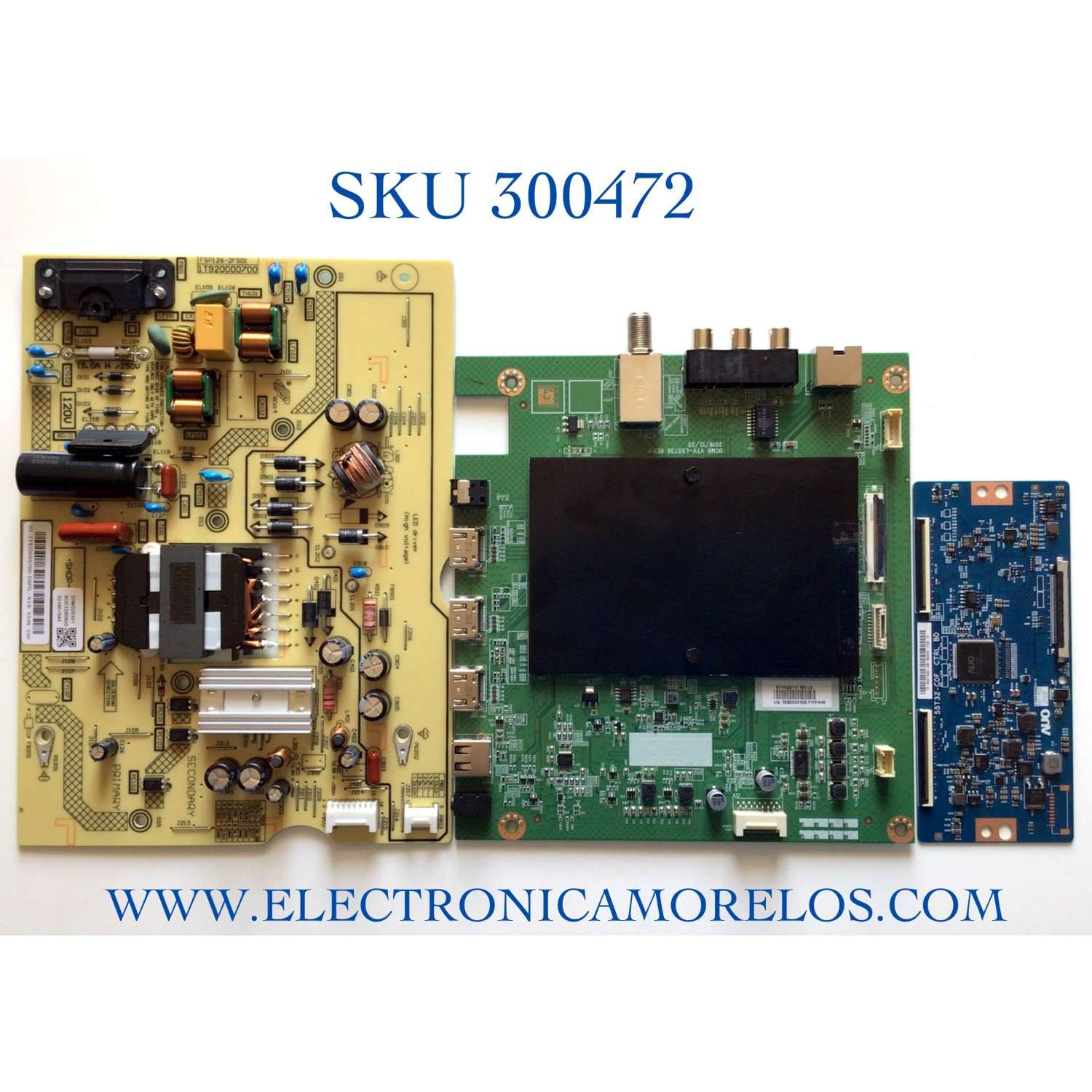 KIT DE TARJETAS PARA TV TOSHIBA MAIN 631V0Q00110 / VTV-L55736 REV:1 / FUENTE 01-1T920000700-DSPIL / FSP126-2FS01 / T-CON 5543T10C03 / 55T32-C0F CTRL BD / PANEL K430WDCRA-UF300A5 / MODELO 43LF621U21